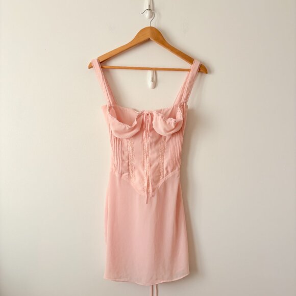 House of CB 'Syrah' Soft Peach Lace Back Mini Dress Light Pink Size XS - Picture 5 of 7
